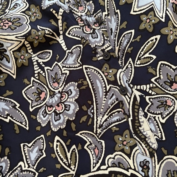 LOFT Navy Floral Button Front Floral Dress - Picture 4 of 6